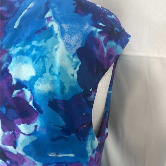 Lauren Ralph Lauren Blue Sheath Midi Dress V-Neck Sleeveless Size 10 - Picture 8 of 8